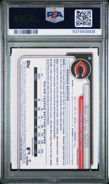 2024 Bowman Elly De La Cruz #22 Gem Mt 10 back