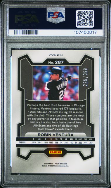 2024 Panini Prizm Robin Ventura #287 (Red Pulsar) Gem Mt 10 back