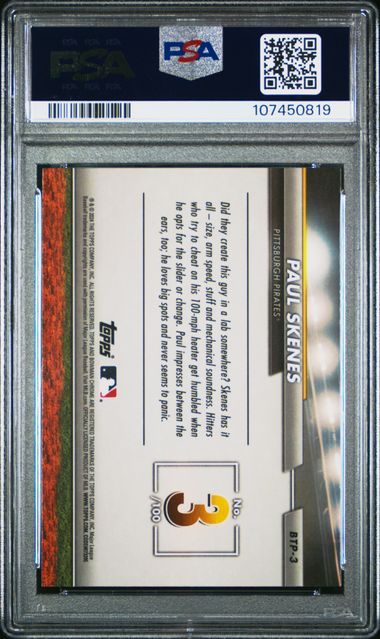 2024 Bowman Bowman Scouts' Top 100 Paul Skenes #Btp3 Gem Mt 10 back