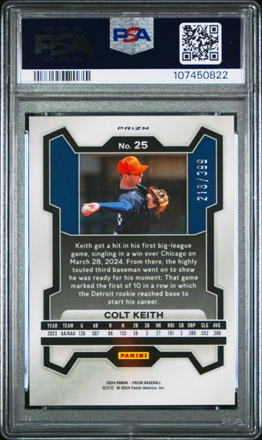 2024 Panini Prizm Colt Keith #25 (Red Pulsar) Mint 9 back