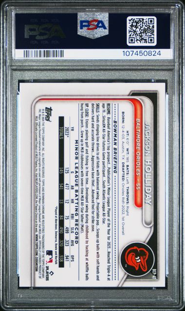 2024 Bowman Mega Box Chrome Prospects Jackson Holliday #47 Gem Mt 10 back