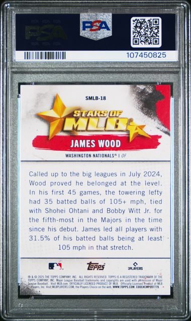 2025 Topps Stars Of Mlb James Wood #Smlb18 Gem Mt 10 back