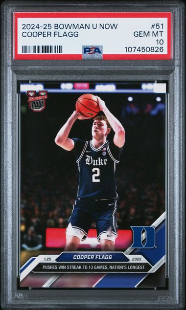 2024-25 Bowman U Now Cooper Flagg #51 Gem Mt 10 front
