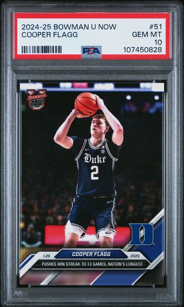 2024-25 Bowman U Now Cooper Flagg #51 Gem Mt 10 front