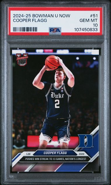 2024-25 Bowman U Now Cooper Flagg #51 Gem Mt 10 front