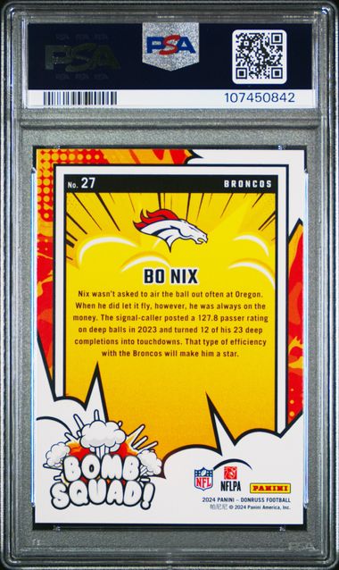 2024 Panini Donruss Bomb Squad Bo Nix #27 Mint 9 back