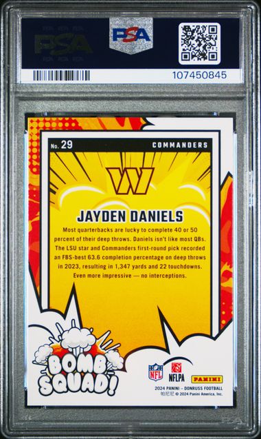 2024 Panini Donruss Bomb Squad Jayden Daniels #29 Gem Mt 10 back