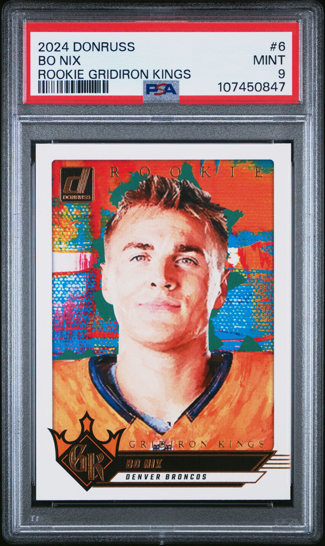 2024 Panini Donruss Rookie Gridiron Kings Bo Nix #6 Mint 9 front