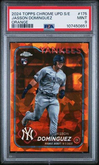 2024 Topps Chrome Sapphire Update Series Jasson Dominguez #175 (Orange) Mint 9 front