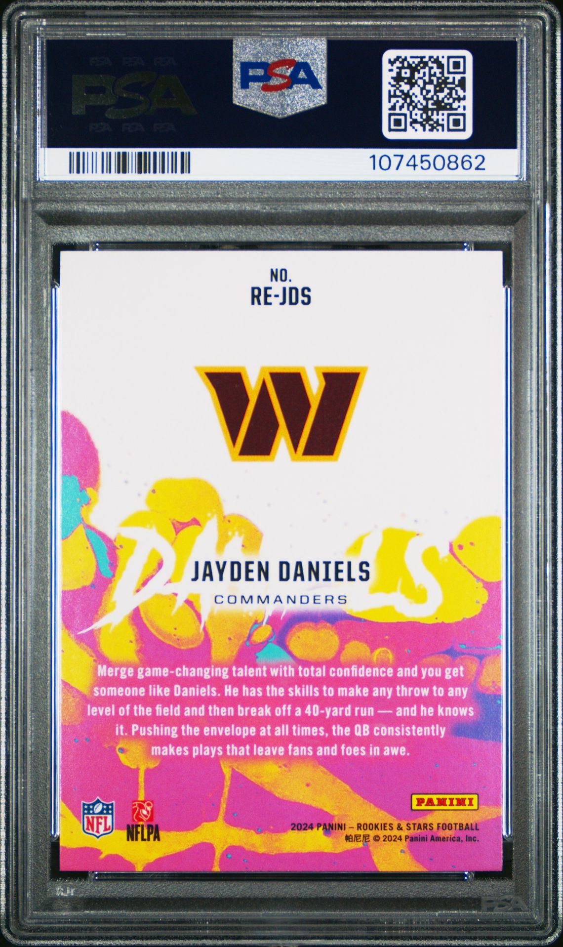 2024 Panini Rookies & Stars Rookie Exclusive Jayden Daniels #Rejds Gem Mt 10 back