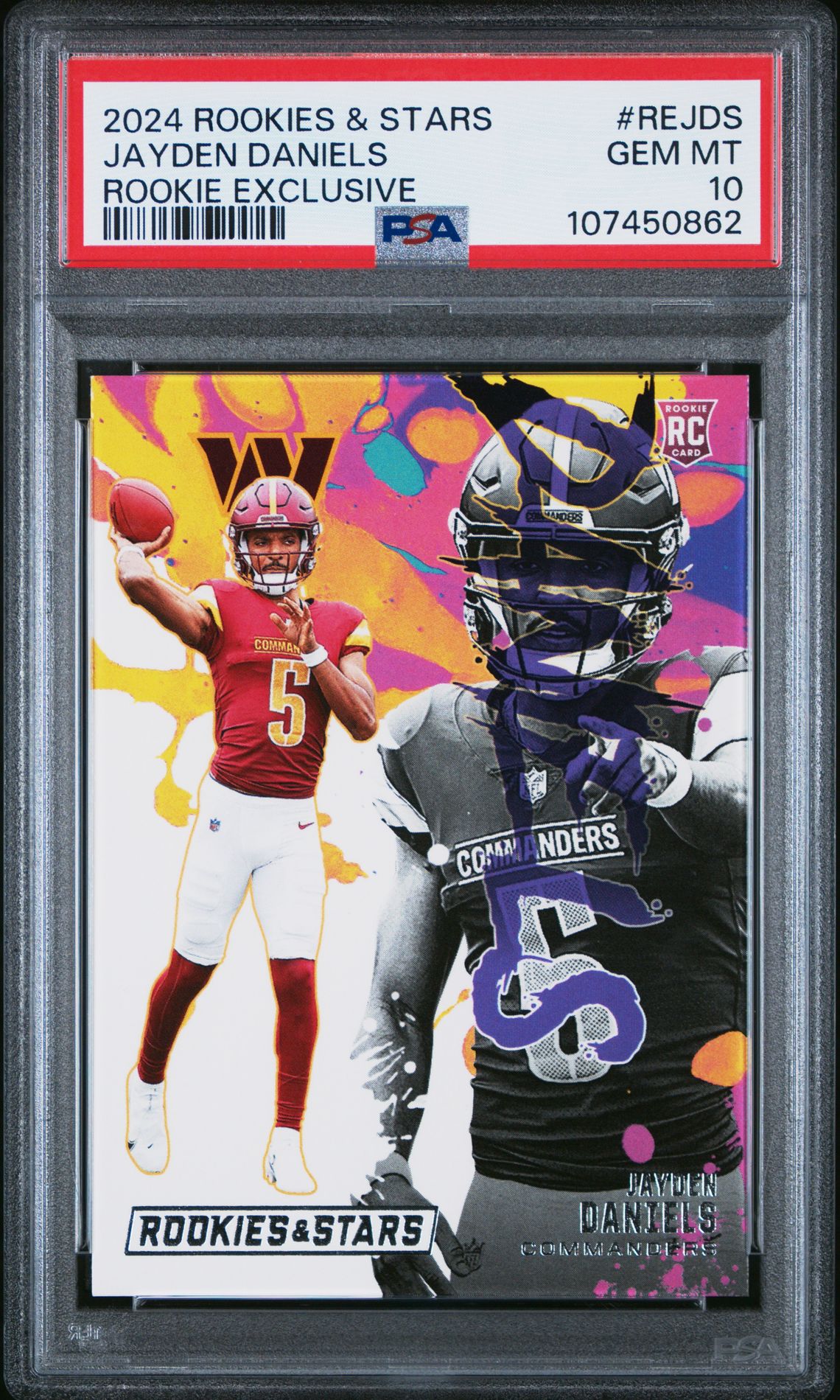 2024 Panini Rookies & Stars Rookie Exclusive Jayden Daniels #Rejds Gem Mt 10 front