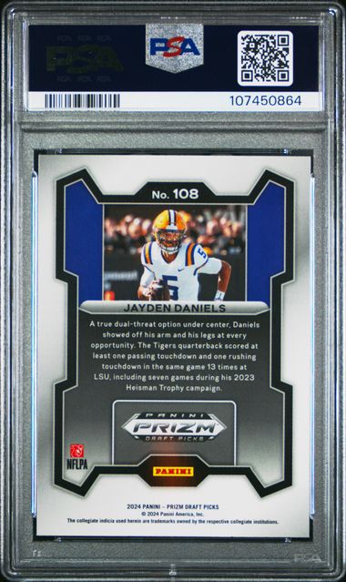 2024 Panini Prizm Draft Picks Jayden Daniels #108 Mint 9 back