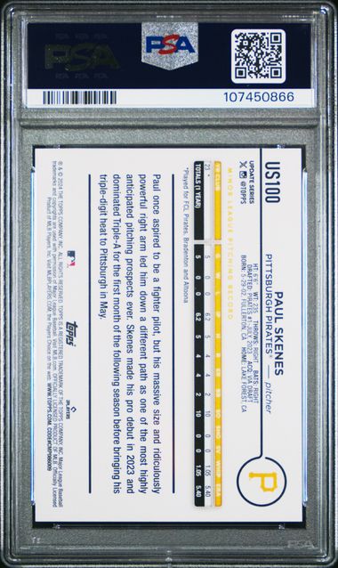 2024 Topps Update Paul Skenes #Us100 Gem Mt 10 back