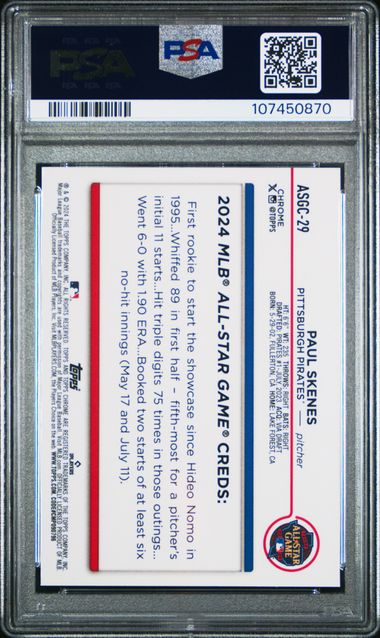 2024 Topps Chrome Update 2024 All-Star Game Chrome Paul Skenes #29 Mint 9 back
