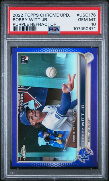 2022 Topps Chrome Update Bobby Witt Jr. #Usc176 (Purple Refractor) Gem Mt 10 front