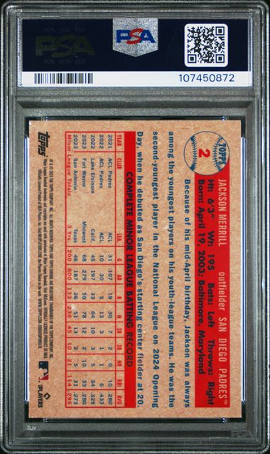 2024 Topps Chrome Lids Jackson Merrill #2 Mint 9 back