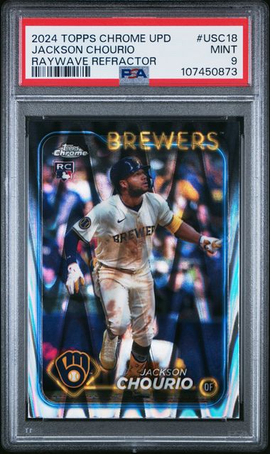 2024 Topps Chrome Update Jackson Chourio #Usc18 (Raywave Refractor) Mint 9 front