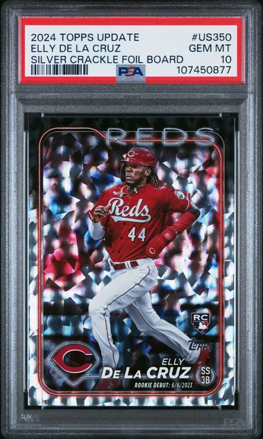 2024 Topps Update Elly De La Cruz #Us350 (Silver Crackle Foil Board) Gem Mt 10 front