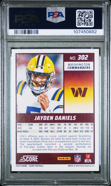 2024 Panini Score Jayden Daniels #302 Gem Mt 10 back