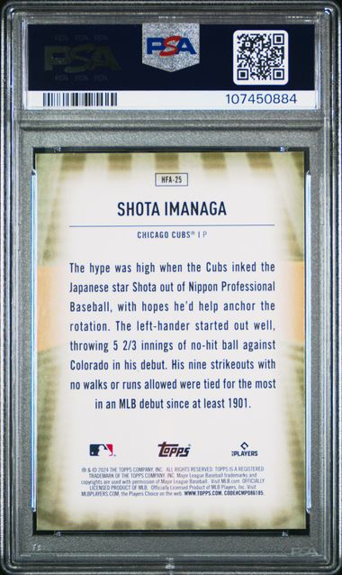 2024 Topps Home Field Advantage Shota Imanaga #Hfa25 (Update) Gem Mt 10 back