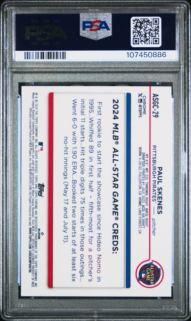 2024 Topps Chrome Update 2024 All-Star Game Chrome Paul Skenes #29 Gem Mt 10 back