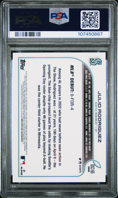 2022 Topps Chrome Update Julio Rodriguez #Usc165 (Purple Refractor) Mint 9 back