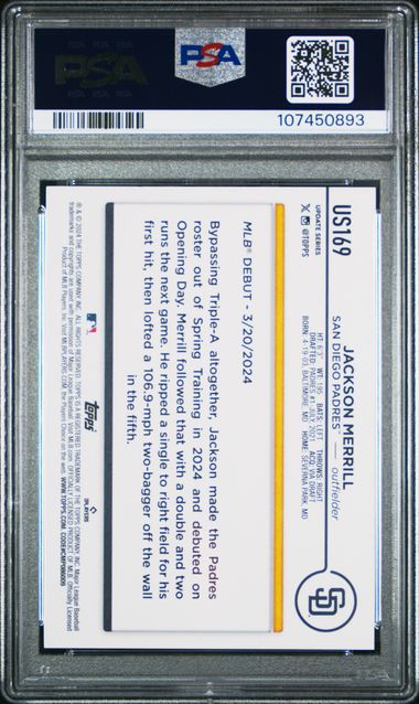 2024 Topps Update Jackson Merrill #Us169 (Royal Blue) Mint 9 back