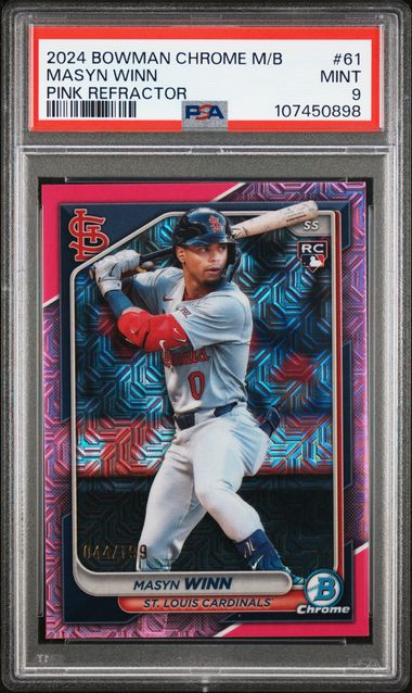 2024 Bowman Chrome Mega Box Masyn Winn #61 (Pink Refractor) Mint 9 front