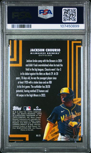 2024 Topps Update Topps Black Gold Jackson Chourio #Bg25 Mint 9 back