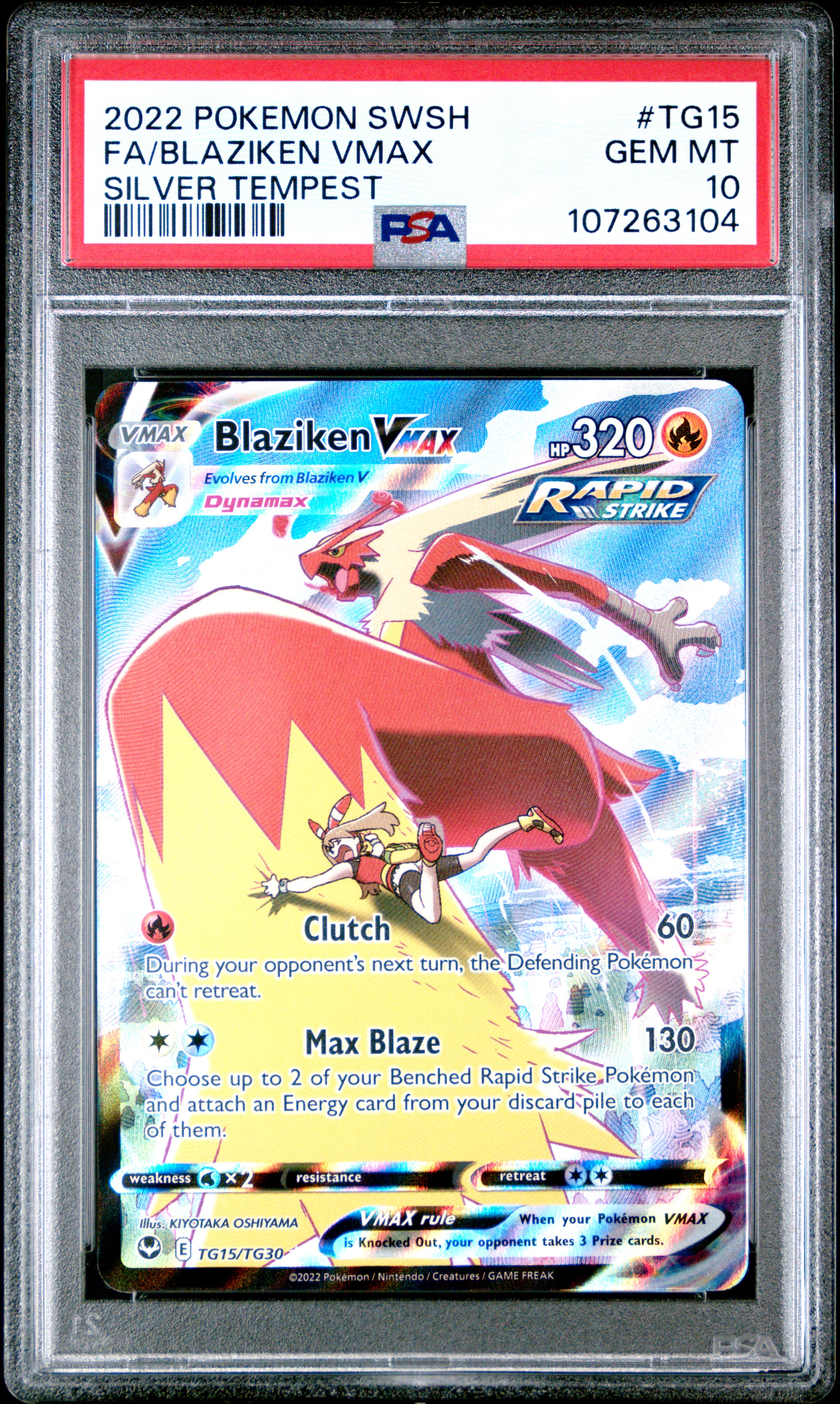 2022 Pokemon Sword & Shield Silver Tempest Fa / Blaziken Vmax #Tg15 (Silver Tempest) Gem Mt 10 back