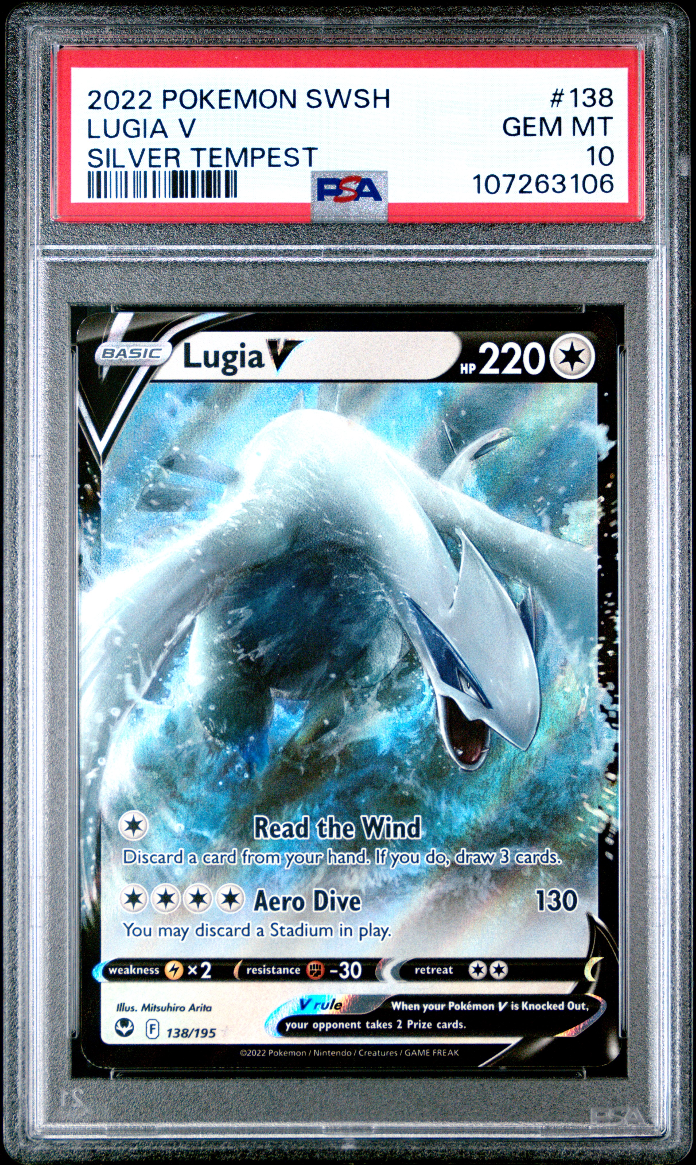 2022 Pokemon Sword & Shield Silver Tempest Lugia V #138 (Silver Tempest) Gem Mt 10 back