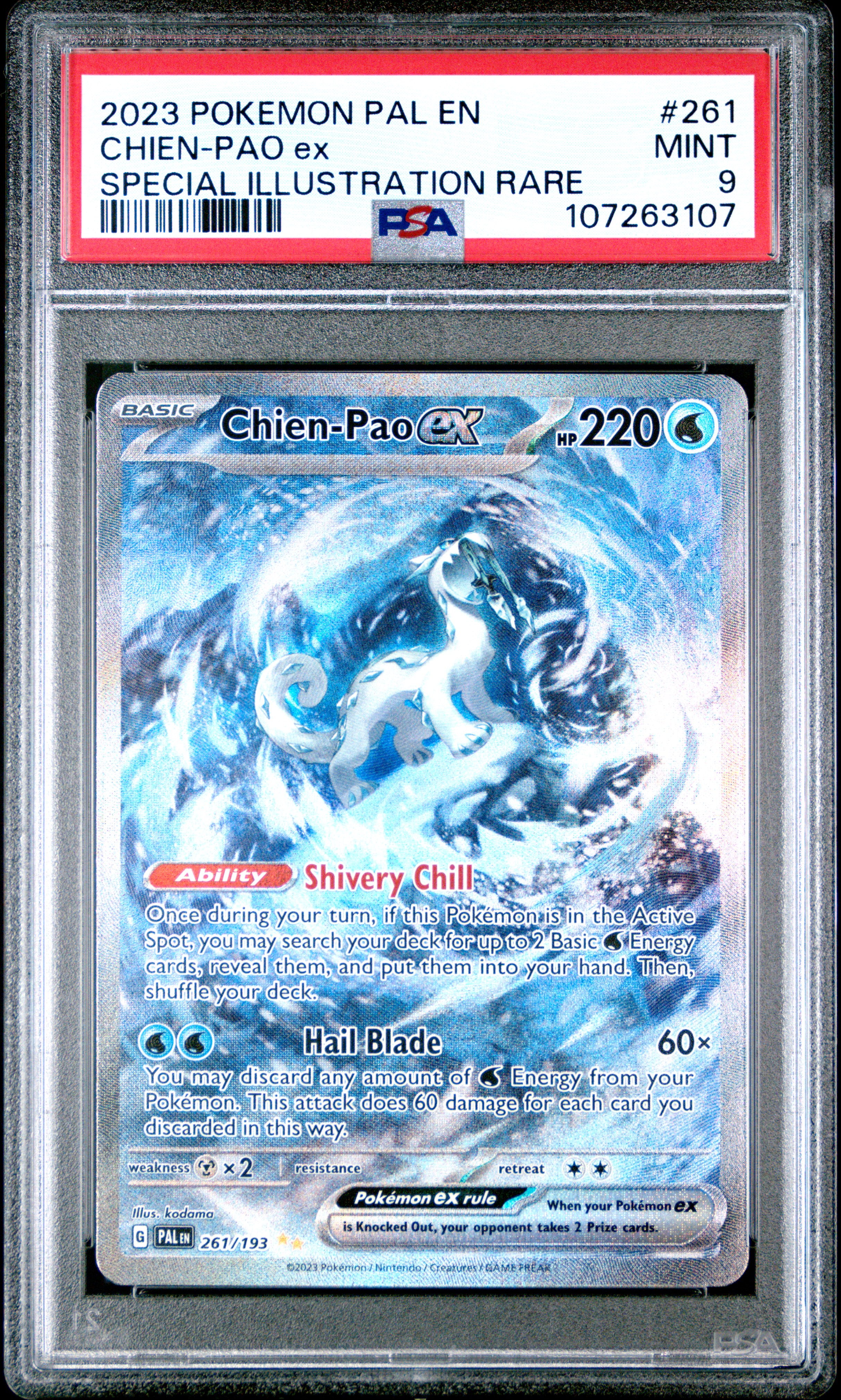 2023 Pokemon Pal En-Paldea Evolved Chien-Pao Ex #261 (Special Illustration Rare) Mint 9 back
