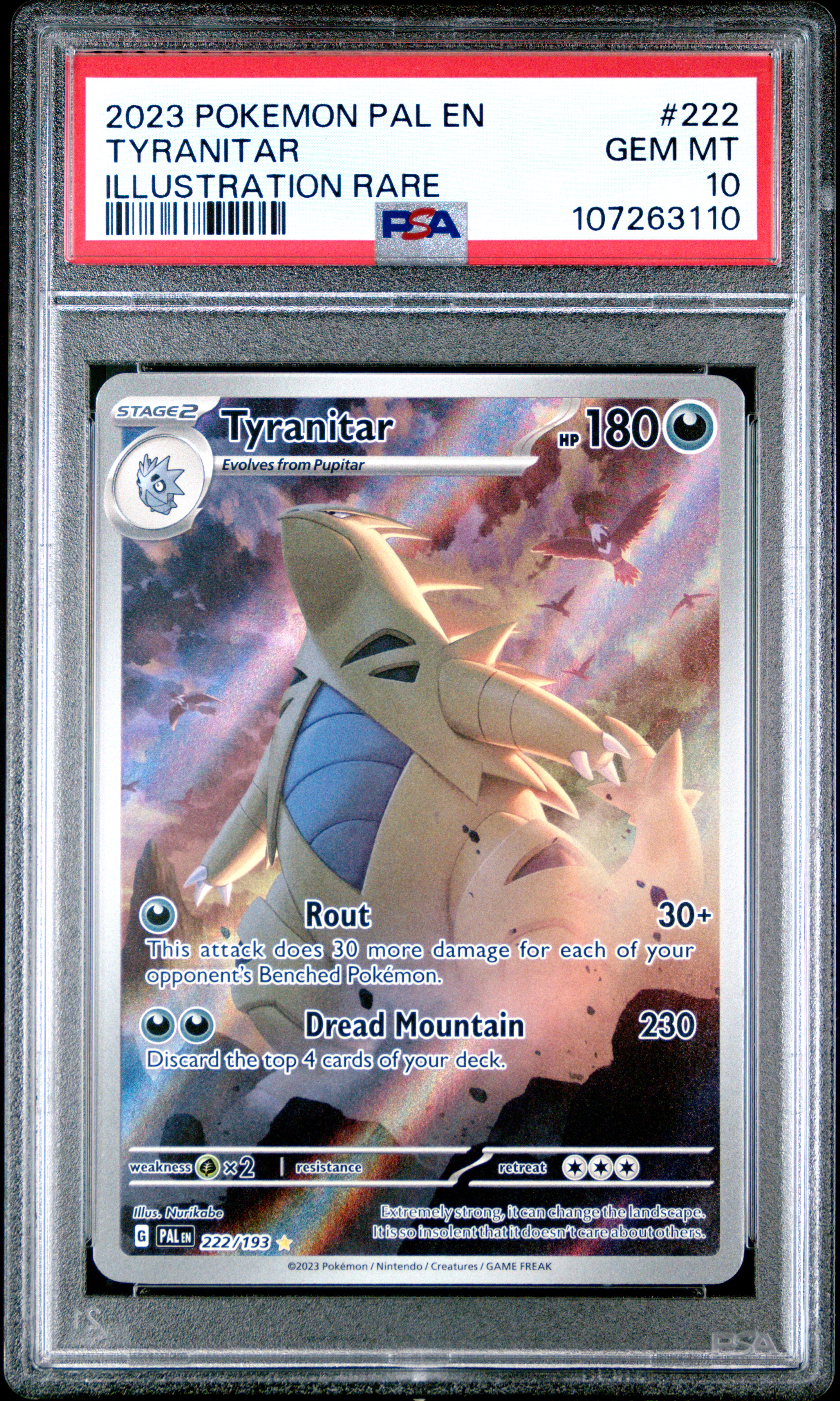 2023 Pokemon Pal En-Paldea Evolved Tyranitar #222 (Illustration Rare) Gem Mt 10 back