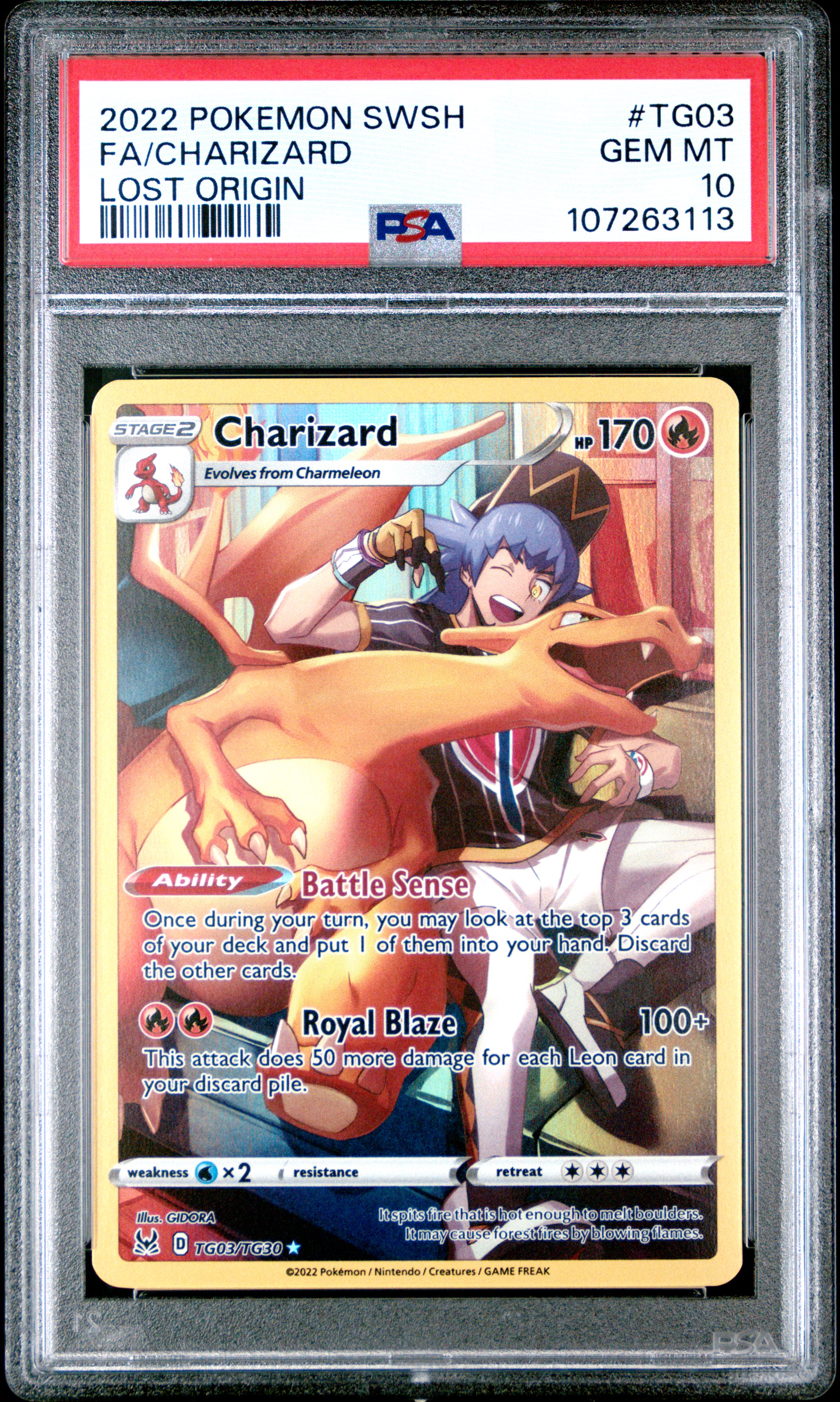 2022 Pokemon Sword & Shield Lost Origin Fa / Charizard #Tg03 (Lost Origin) Gem Mt 10 back