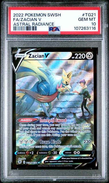 2022 Pokemon Sword & Shield Astral Radiance Fa/Zacian V #Tg21 (Astral Radiance) Gem Mt 10 back