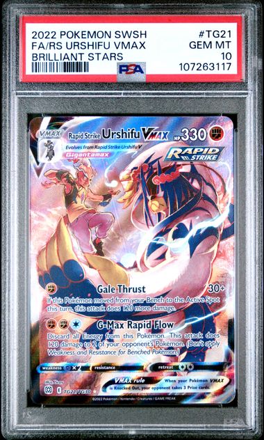 2022 Pokemon Sword & Shield Brilliant Stars Fa/Rs Urshifu Vmax #Tg21 (Brilliant Stars) Gem Mt 10 back