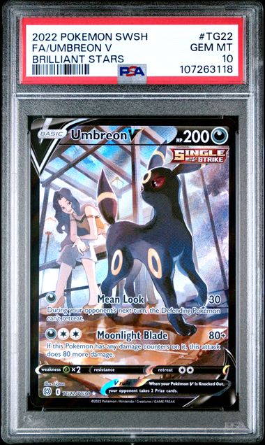 2022 Pokemon Sword & Shield Brilliant Stars Fa/Umbreon V #Tg22 (Brilliant Stars) Gem Mt 10 back