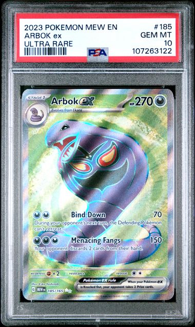 2023 Pokemon Mew En-151 Arbok Ex #185 (Ultra Rare) Gem Mt 10 back