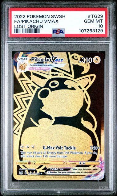 2022 Pokemon Sword & Shield Lost Origin Fa/Pikachu Vmax #Tg29 (Lost Origin) Gem Mt 10 front