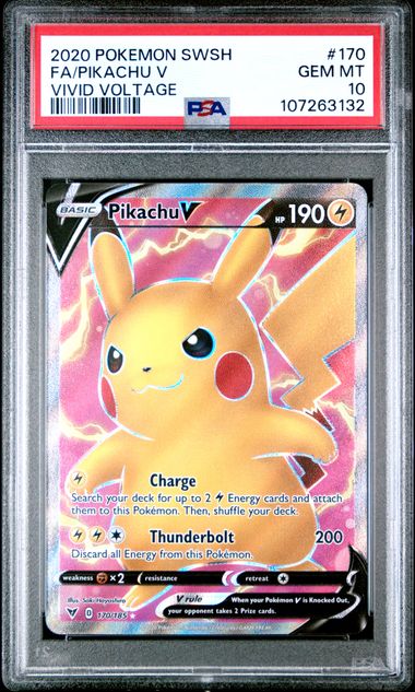 2020 Pokemon Sword & Shield Vivid Voltage Fa/Pikachu V #170 (Vivid Voltage) Gem Mt 10 front