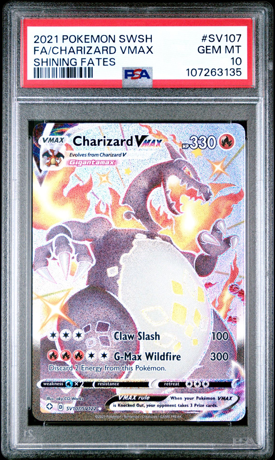 2021 Pokemon Sword & Shield Shining Fates Fa/Charizard Vmax #Sv107 (Shining Fates) Gem Mt 10 front