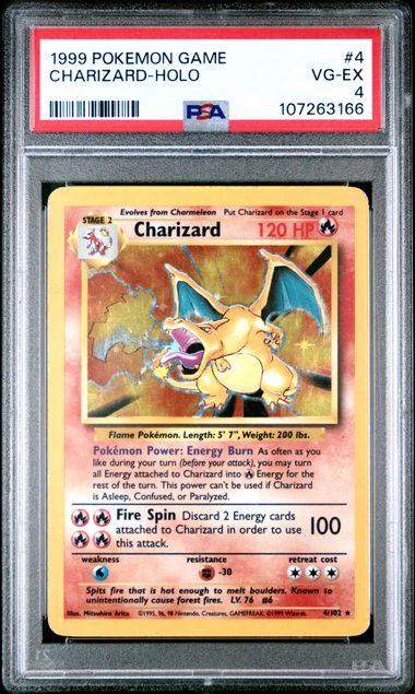 1999 Pokemon Game Charizard-Holo #4 Vg-Ex 4 front