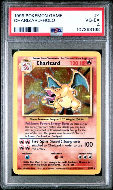 1999 Pokemon Game Charizard-Holo #4 Vg-Ex 4 front