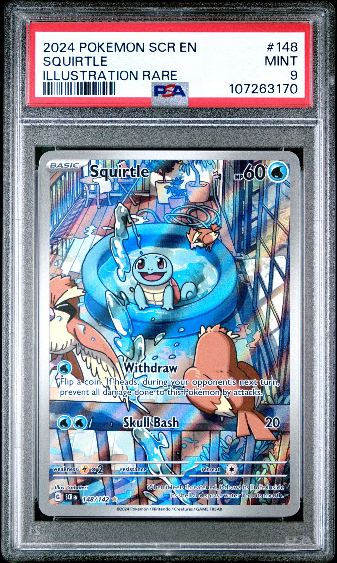 2024 Pokemon Scr En-Stellar Crown Squirtle #148 (Illustration Rare) Mint 9 front