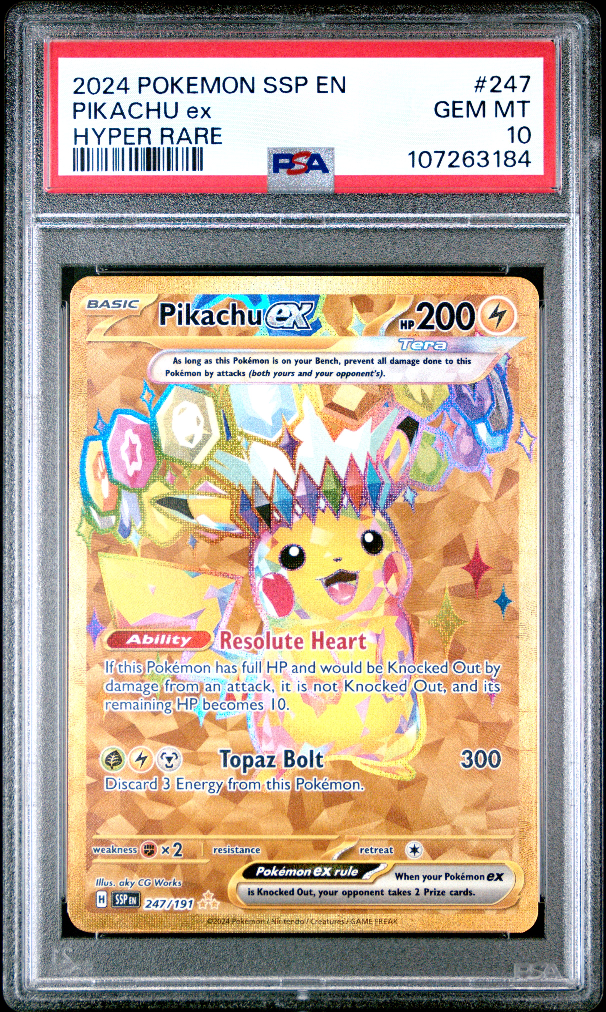 2024 Pokemon Ssp En-Surging Sparks Pikachu Ex #247 (Hyper Rare) Gem Mt 10 back