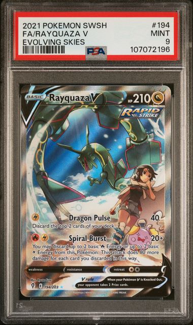 2021 Pokemon Sword & Shield Evolving Skies Fa/Rayquaza V #194 (Evolving Skies) Mint 9 front