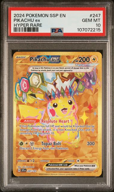 2024 Pokemon Ssp En-Surging Sparks Pikachu Ex #247 (Hyper Rare) Gem Mt 10 front