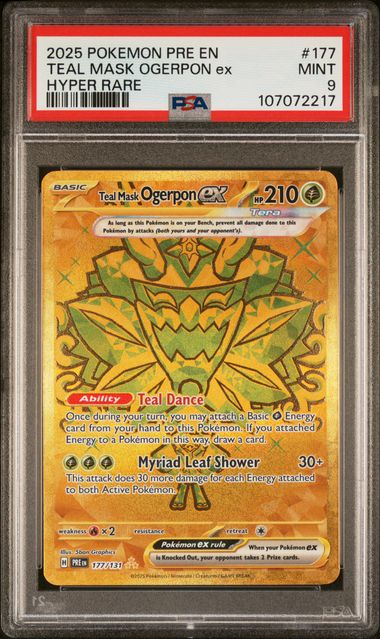 2025 Pokemon Pre En-Prismatic Evolutions Teal Mask Ogerpon Ex #177 (Hyper Rare) Mint 9 front