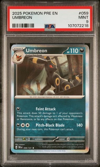 2025 Pokemon Pre En-Prismatic Evolutions Umbreon #059 Mint 9 front