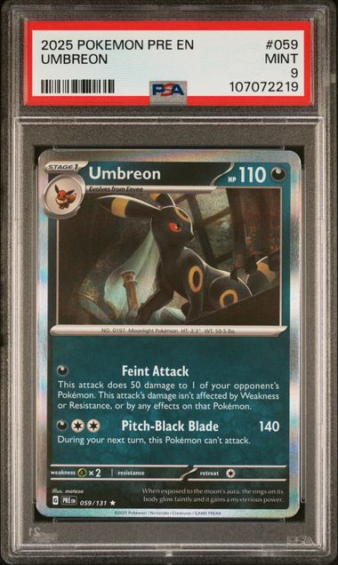 2025 Pokemon Pre En-Prismatic Evolutions Umbreon #059 Mint 9 front